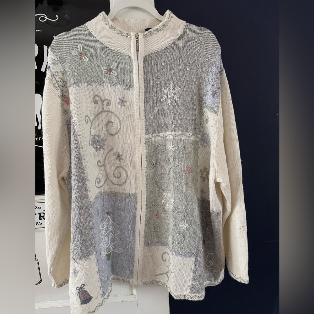 Plus size Vintage Beaded Chri Cardigan